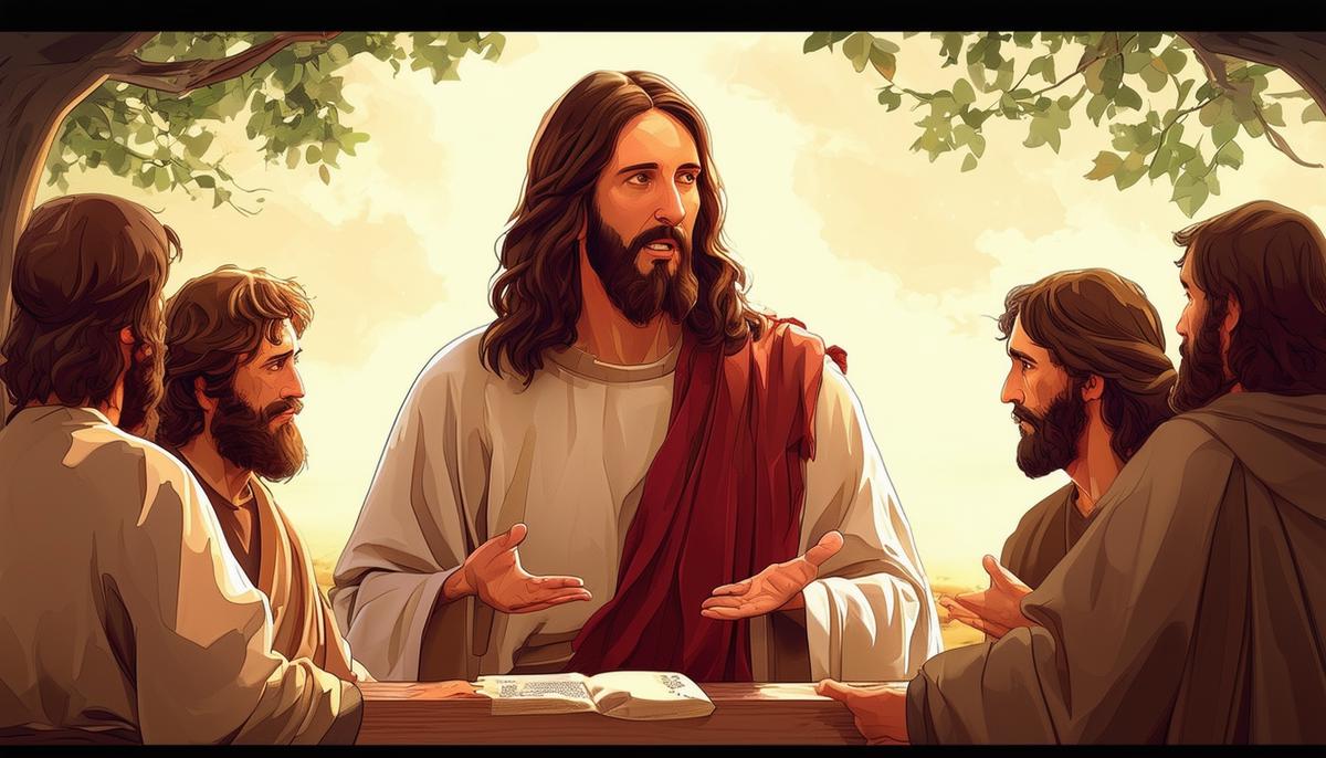 Jesus Christ teaching about forgiveness to his disciples