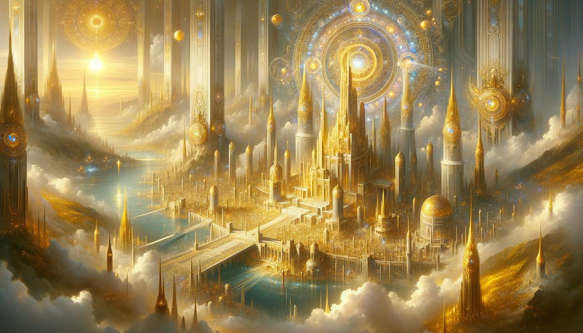 An artistic depiction of the New Jerusalem from the Book of Revelation