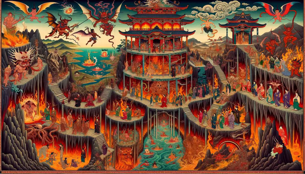 A section from the Scrolls of the Judges of Hell, a Japanese artistic depiction of Buddhist hell